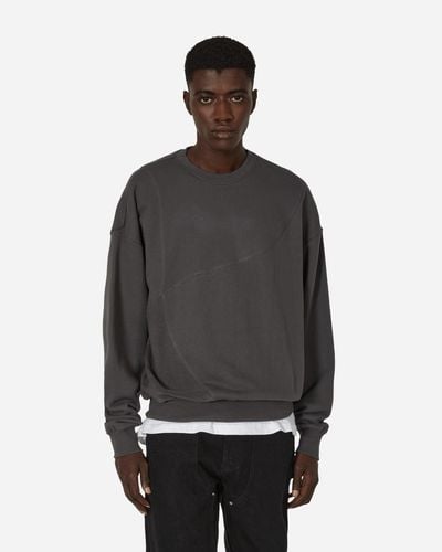 UNAFFECTED Reverse Panel Crewneck Sweatshirt Charcoal - Black