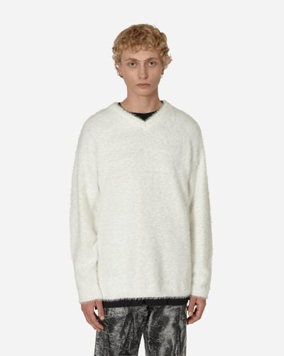 ERL V-neck Hairy Sweater - White