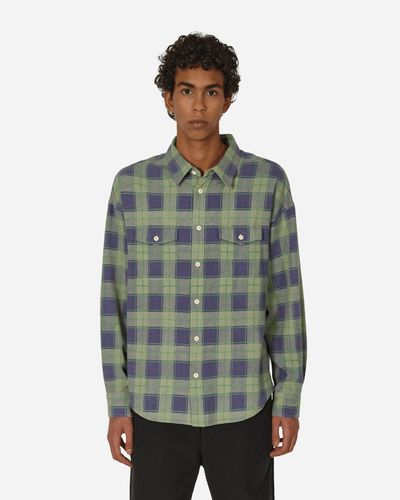 Visvim Pioneer Khadi Check Longsleeve Shirt - Green