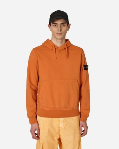 Stone Island Garment Dyed Hooded Sweatshirt Orange