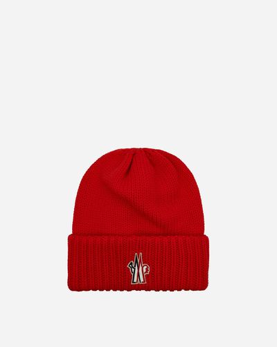 3 MONCLER GRENOBLE Pure Wool Beanie - Red