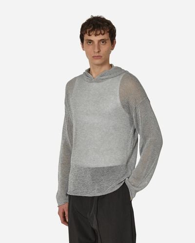 Amomento Netted Knit Hoodie - Gray