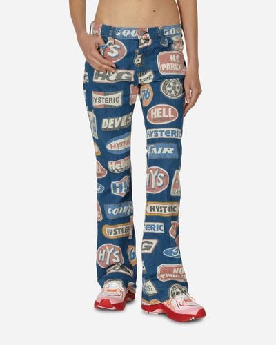 Hysteric Glamour Hysteric Motor Pattern Flare Denim Pants - Blue