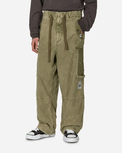 Maison Mihara Yasuhiro Cotton Satin Cargo Trousers Khaki - Green