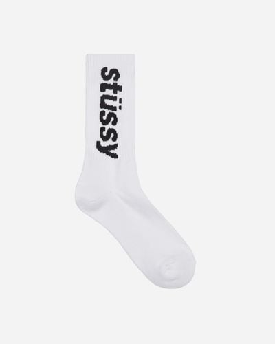 Stussy Helvetica Jacquard Crew Socks - White