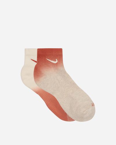 Nike Everyday Plus Cushioned Ankle Socks Red / Cream - White