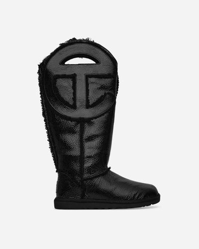 UGG Telfar Logo Tall Crinkle Leather Boots - Black