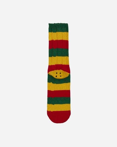 Kapital 56 Yarns Rasta Rainbowy Happy Heel Socks Red / Yellow / Green - White