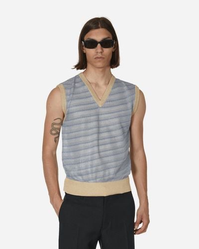 Our Legacy Static Stripes Knitted Vest Blue - Gray