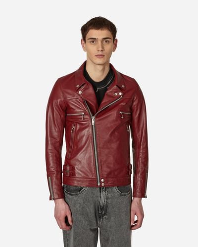 Undercover Leather Rider Jacket Bordeaux - Red