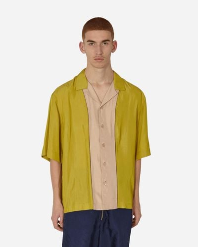 Dries Van Noten Panelled Shortsleeve Shirt Mustard - Green