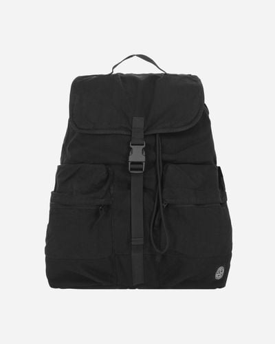 Stone Island Linen-tc Canvas Backpack - Black