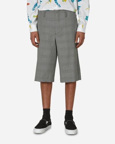 Comme des Garçons Checked Wool Shorts / Natural - Gray