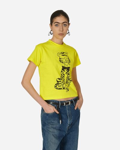 Aries Smoking Tiger Baby T-shirt - Yellow
