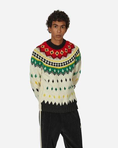3 MONCLER GRENOBLE Jacquard Wool And Alpaca Jumper Optical White - Multicolour
