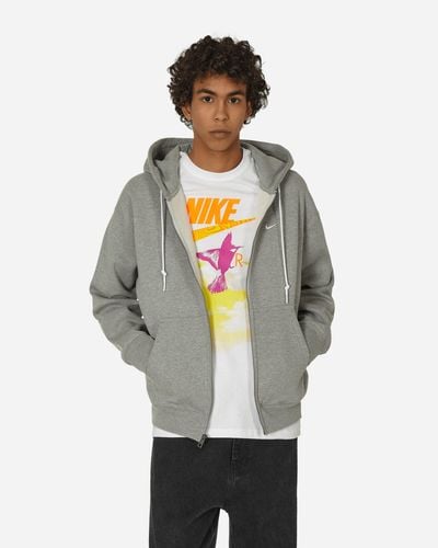 Nike Solo Swoosh Full-zip Hooded Sweatshirt Dark Gray Heather