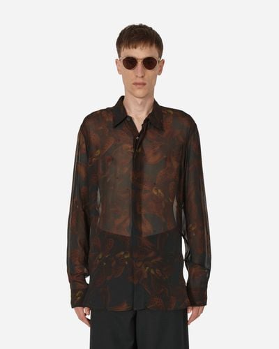 Dries Van Noten Printed Fitted Shirt - Brown