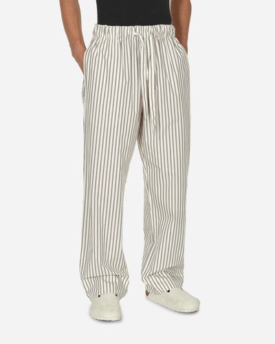 Tekla Poplin Pyjamas Trousers Hoppe Stripes - Grey