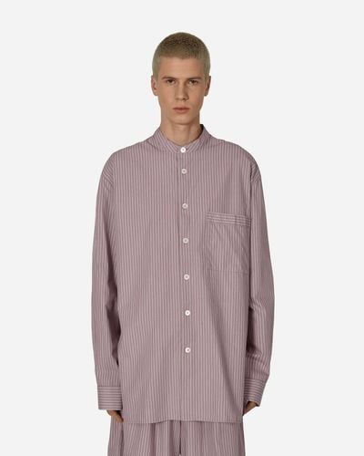 Tekla Birkenstock Stripes Longsleeve Shirt Mauve - Purple