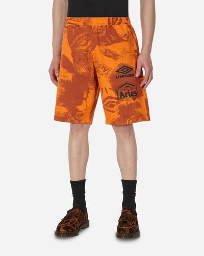 Aries Umbro Pro 64 Shorts - Orange