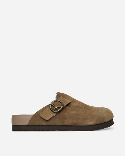 Needles Suede Clog Sandals Taupe - Brown