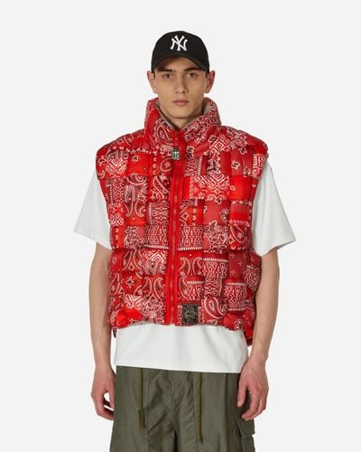 Kapital Bandana Print Nylon Keel-weaving Vest - Red