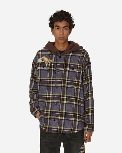 Undercover Hand Hooded Shirt Check - Black