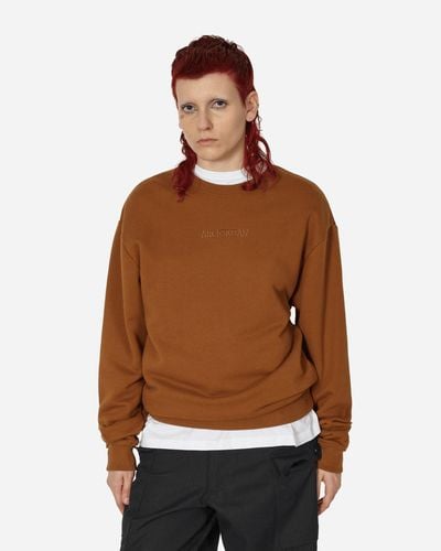 Nike Wordmark Fleece Crewneck Sweatshirt Light British Tan - Brown