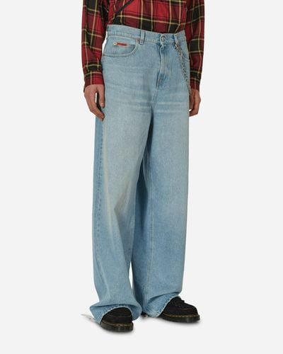 Martine Rose Extended Wide Leg Jeans Bleached Wash - Blue