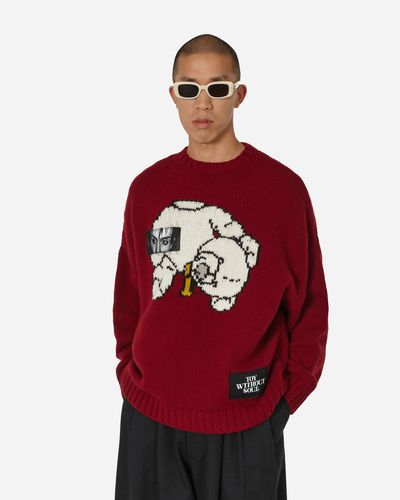 Undercover Teddy Bear Crewneck Sweater Bordeaux - Red