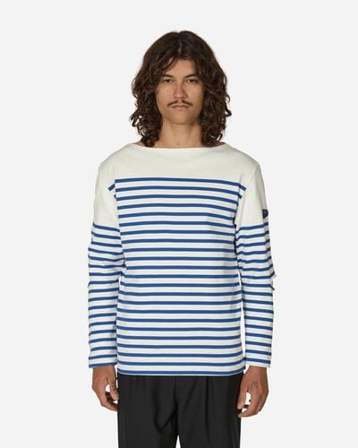 Kapital Panel Stripe Jersey Elbow-Rip Longsleeve T-Shirt (Rainbowy Patch) - Blue