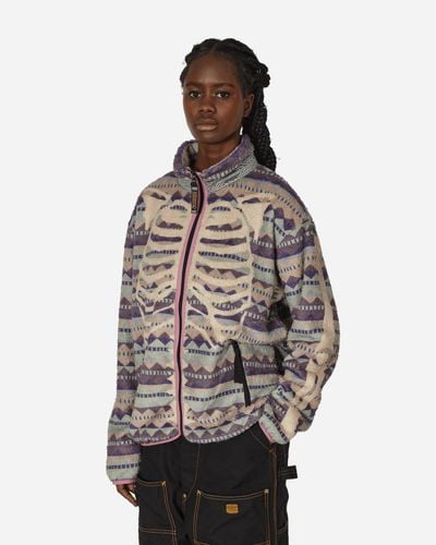 Kapital Ashland Stripe And Bone Fleece Zip Jacket - Purple