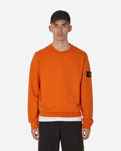 Stone Island Garment Dyed Crewneck Sweatshirt - Orange