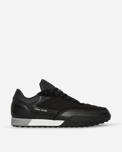 S 0101 Leather And Canvas Sneakers in Black - Stone Island