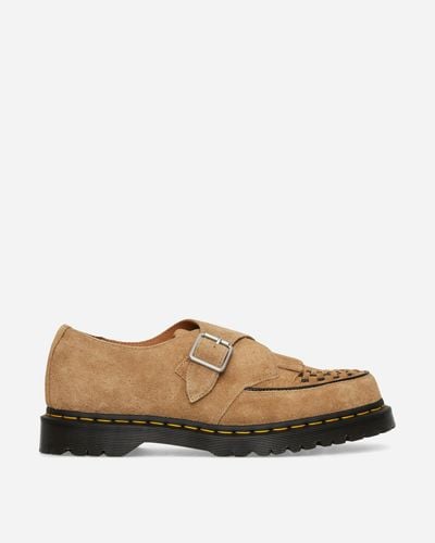 Dr. Martens Ramsey Suede Kiltie Buckle Creepers Tan - White