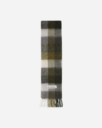 Acne Studios Mohair Checked Scarf Taupe - Green
