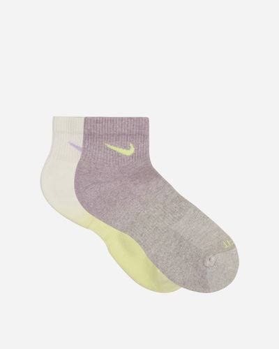 Nike Everyday Plus Cushioned Ankle Socks Yellow / Purple / Cream - White