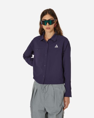 Nike Acg Dri-fit Uv Devastation Trail Longsleeve Shirt Purple Ink - Blue