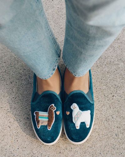 Soludos Velvet Llama In Love Slip-on 