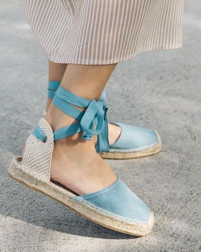 Soludos Linen Lauren Espadrille Sandal in Light Blue (Blue) - Lyst