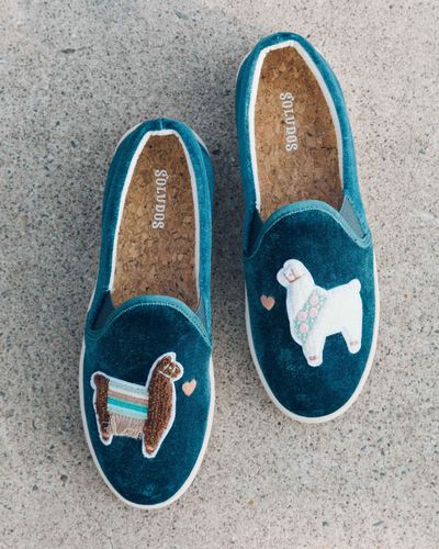 Soludos Velvet Llama In Love Slip-on 