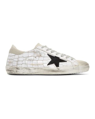 superstar trainers black white white croc