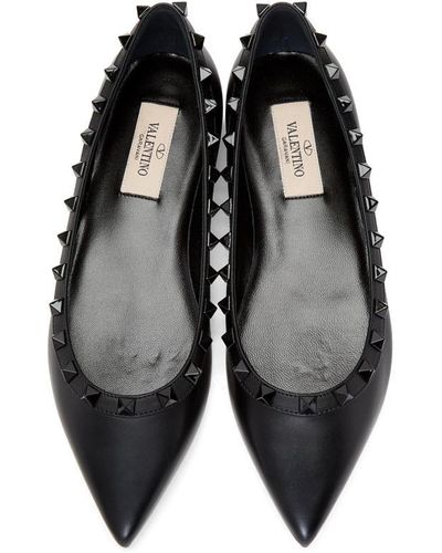 valentino rockstud ballerina black