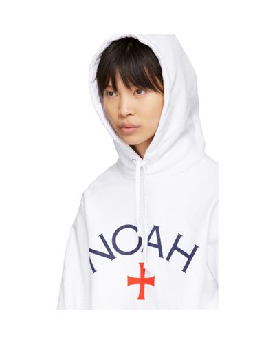 Noah Cotton White Core Logo Hoodie - Lyst