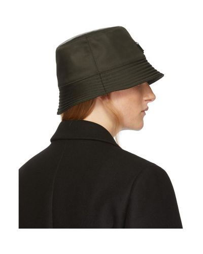 Prada Synthetic Khaki Nylon Bucket Hat in Army (Black) | Lyst