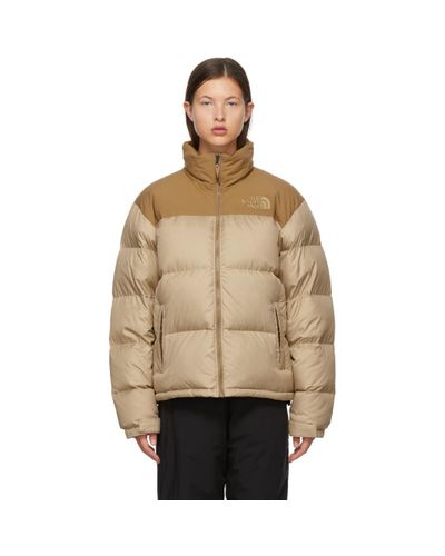 The North Face Beige Down Eco Nuptse Jacket in Natural - Lyst