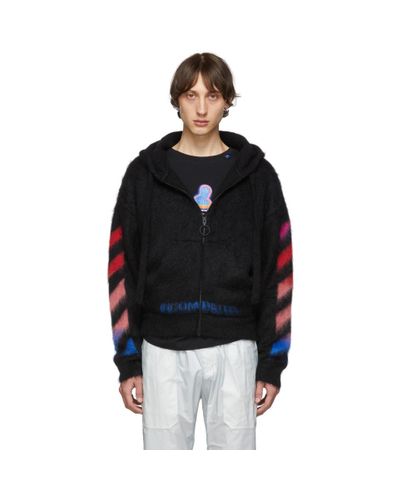 Off-White c/o Virgil Abloh Black And Multicolor Brushed Mohair Diag 