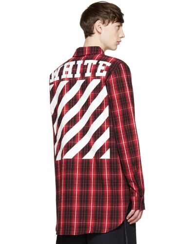 off white red and black flannel