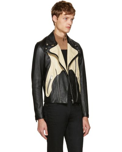Saint Laurent Black Leather & Python Jacket for Men - Lyst