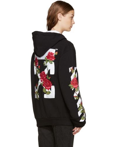 Off-White c/o Virgil Abloh Cotton Roses Hoodie in Black | Lyst
